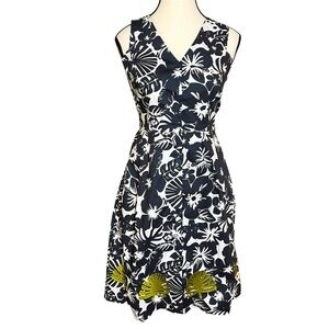 Whit Two Anthropologie Hana Embroidered Dress Women's Size 4 Cotton Stretch Blue